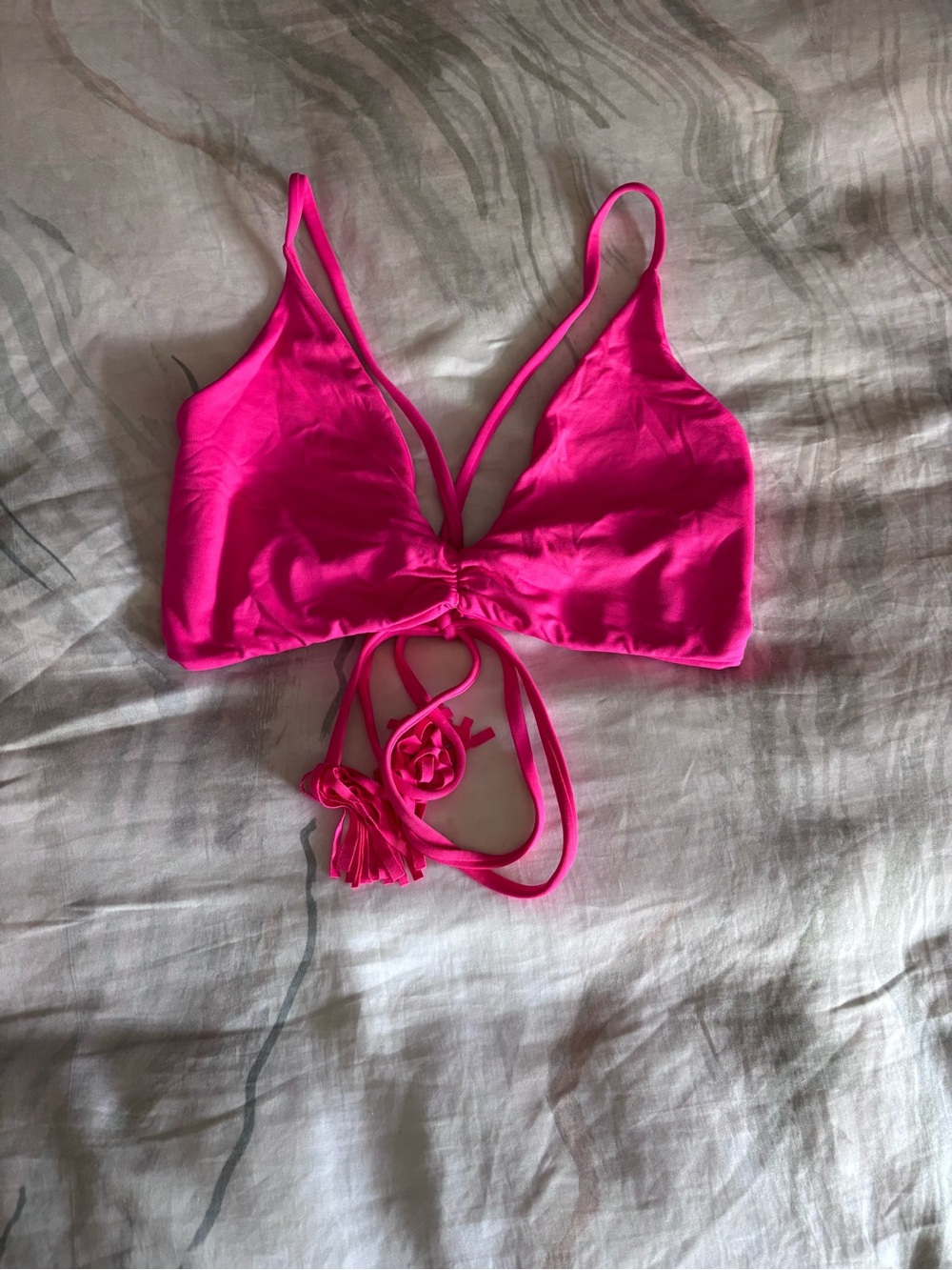 Midori Hot Pink Tie-Front Bikini Top